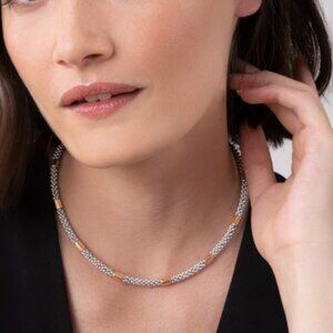 High Bar  Rose Gold Station Caviar Necklace | 5mm from Lagos Sz 16"